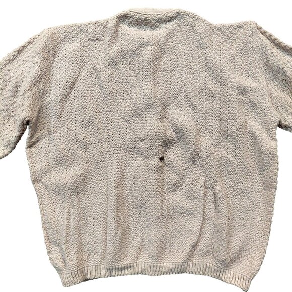 Vintage 1940s-1950s Beige/Light Brown 3/4 Sleeve Cardigan Front Pockets Sweater - Picture 7 of 9